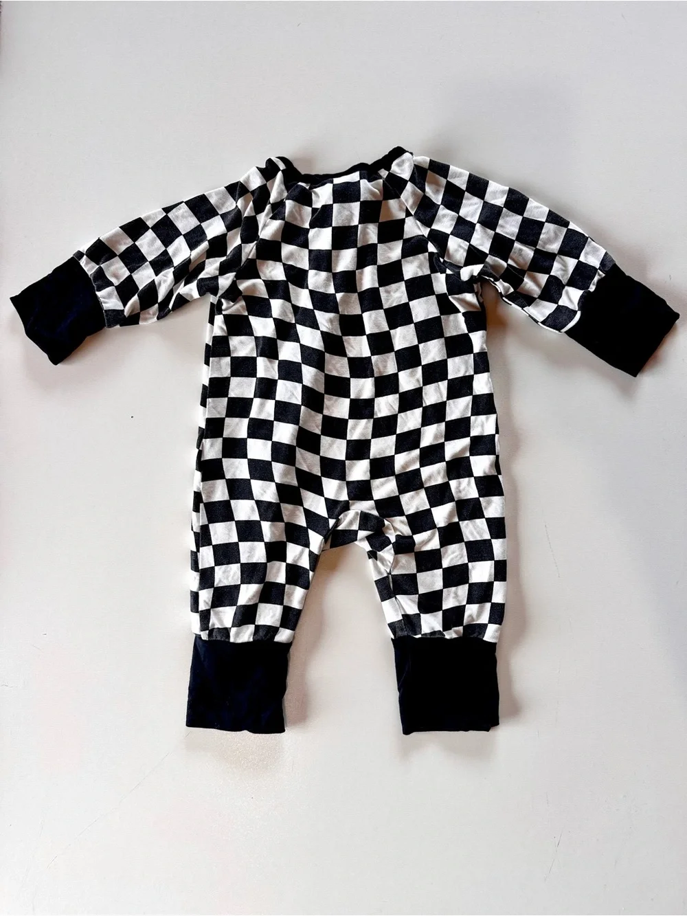 Bamboo Checkered One Piece Double Zipper Jumpsuit